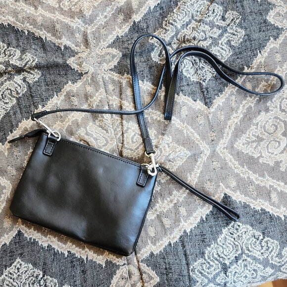 GAP Black Leather Crossbody Mini Shoulder Bag - Picture 10 of 15